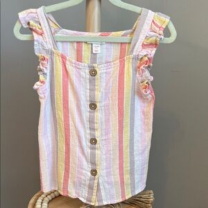 ⭐️⭐️ PICK 5 / $20 Cat & Jack Girls Striped Ruffle Sleeve Top Small 6/6X